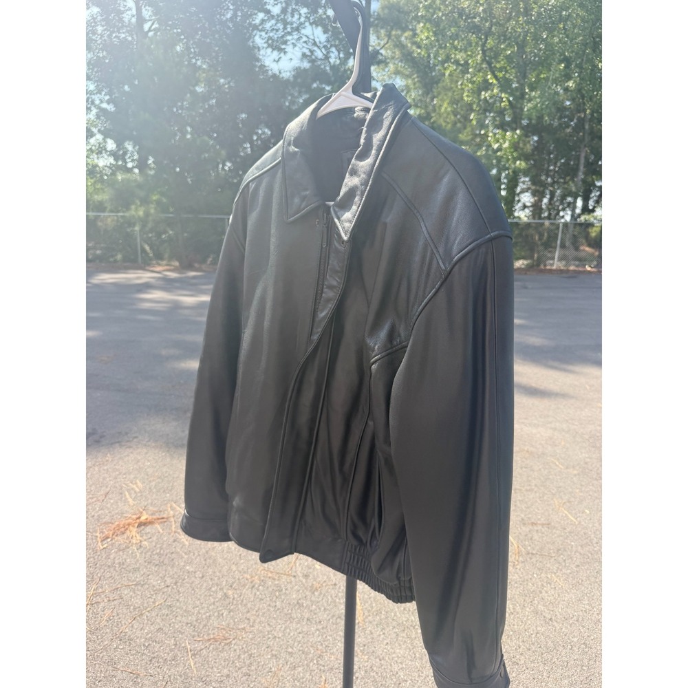 Original Leather Company Men's L Black Genuine Leather Moto Moto Jacket Vintage